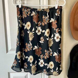 Vintage Blue Floral A-Line Skirt
